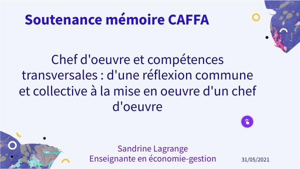 Soutenance du mémoire
