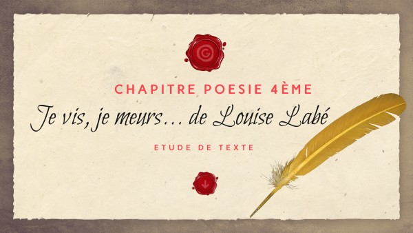 CHAP I. La poésie-4ème- L.Labé- Je vis, je meurs.1ère partie
