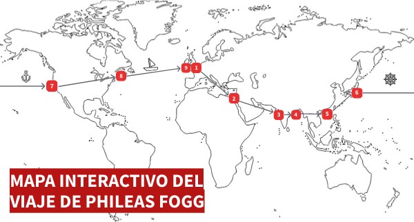 MAPA INTERACTIVO DEL VIAJE DE PHILEAS FOGG