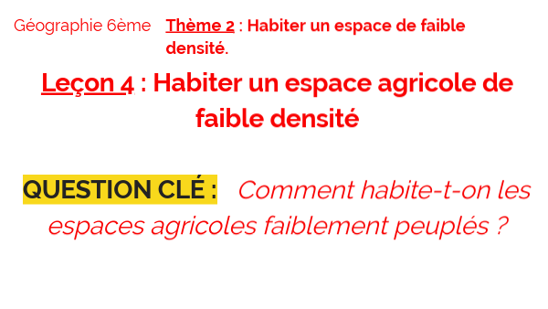 habiter un espace agricole de faible densité 6eme