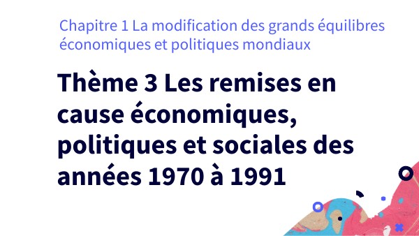 Histoire Tale TH3 Modifications des grands équilibres économiques....