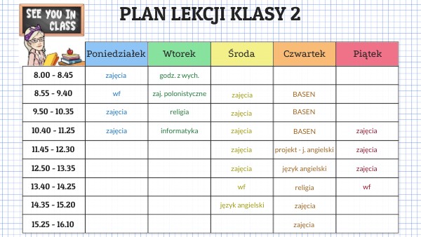 Plan Lekcji Zsp 2 Rzeszów - Plan lekcji - klasa 2