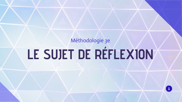 Dossier - Méthode sujet de réflexion