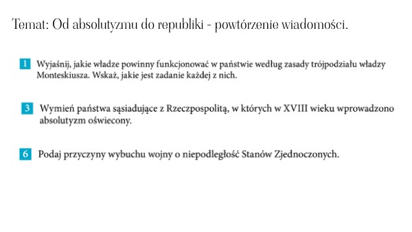 Od Absolutyzmu Do Republiki Sprawdzian Od absolutyzmu do republiki - powtórzenie wiadomości