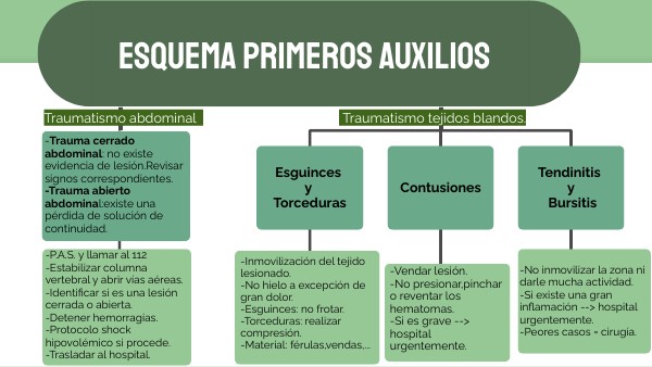 ESQUEMA RESÚMEN PRIMEROS AUXILIOS