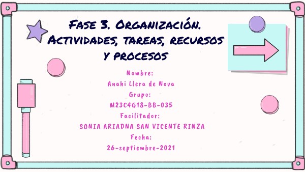 Fase 3. Organización. Actividades, tareas, recursos y procesos