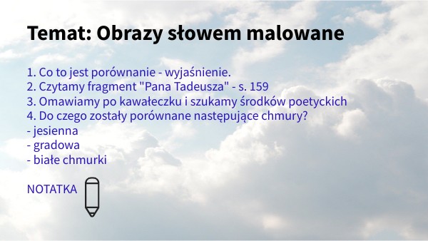 Opis Ogrodu Pan Tadeusz Fragment Chmury "Pan Tadeusz"