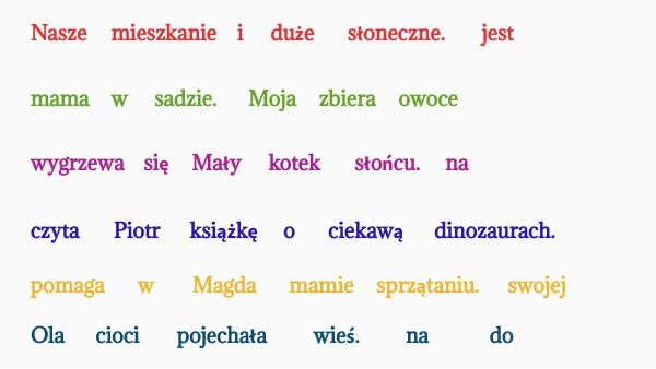 Układanie zdań z rozsypanki