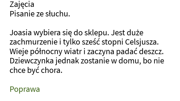 Pisanie ze słuchu.