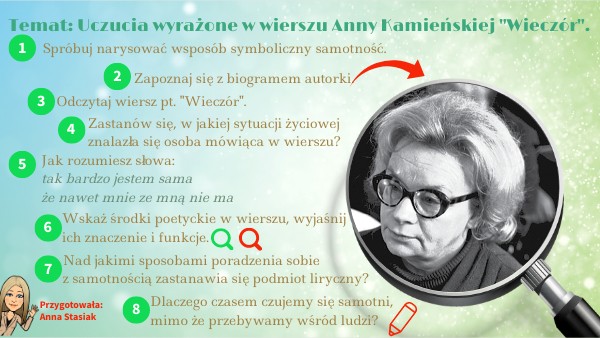 Anna Kamieńska "Wieczór" - kl. 6