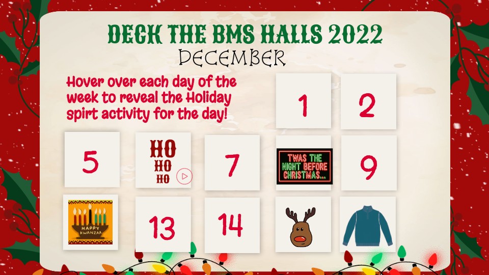 BMS HOLIDAY SPIRIT COUNTDOWN TO WINTER BREAK