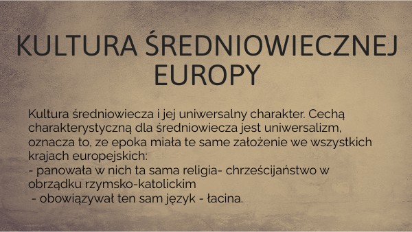 Kultura średniowiecznej Europy