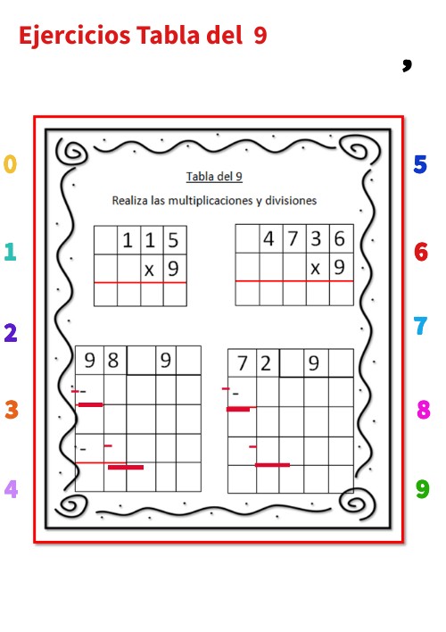 Tablas del 9 interactiva