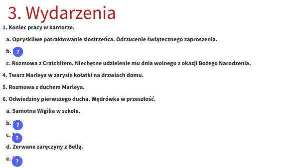 Plan wydarzeń Opowieść wigilijna..