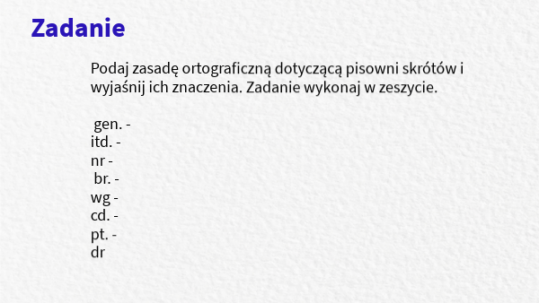 Skróty i skrótowce kl. 7