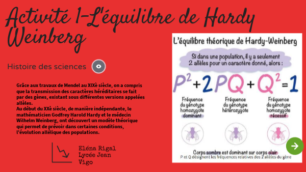Activité 1 - Equilibre d'HARDY WEINBERG
