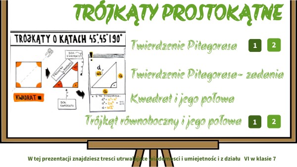 Trójkąty prostokątne klasa 7