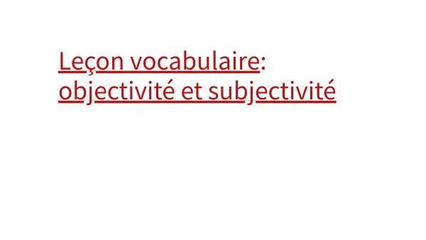 Exercices Objectivité Subjectivité – UQNIO