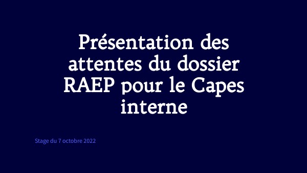 Formation au capes interne de SES