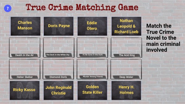 True Crime Matching Game