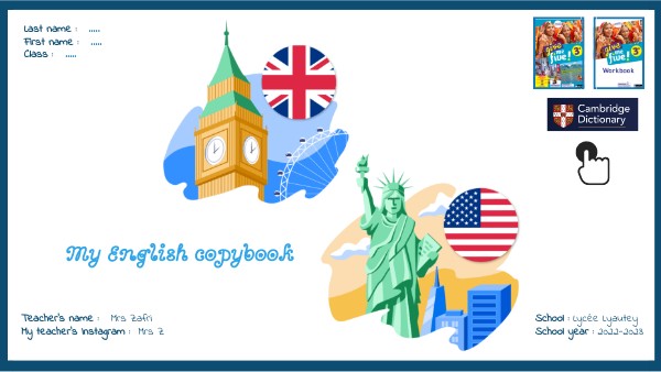 My English Copybook Page Garde My English Notebook 300 LVA
