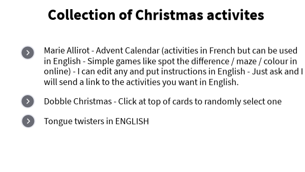 Christmas activities