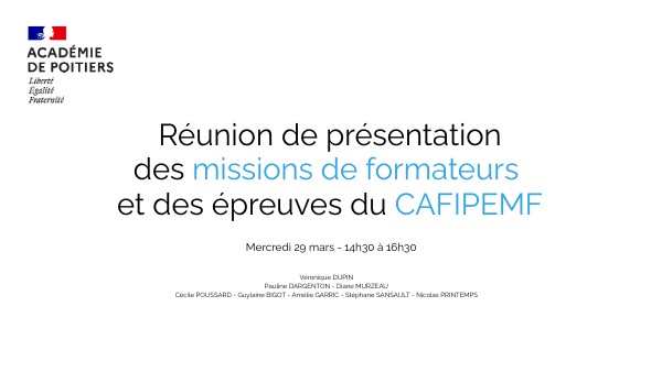 Cafipemf Page De Garde Réunion d'information CAFIPEMF