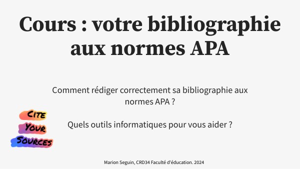 Page De Garde Norme Apa M1 : Rédiger sa bibliographie aux normes APA