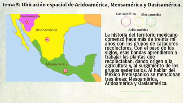Tema 5:Ubicación espacial de Aridoamérica, Mesoamérica y Oasisamérica.