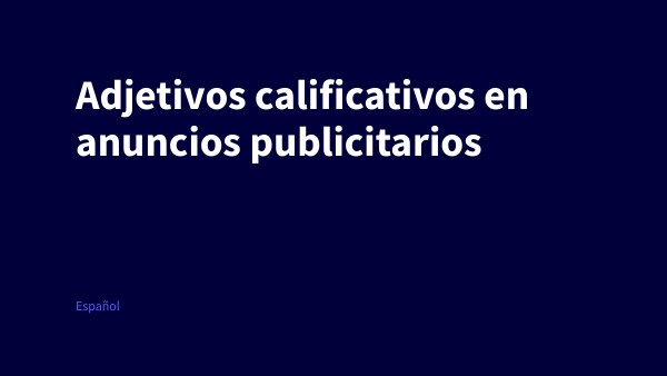 Adjetivos en anuncios