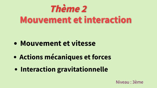 Mouvement et interaction : chapitre I