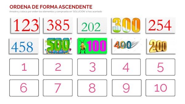 ORDENAR LOS NÚMEROS DE FORMA ASCENDENTE