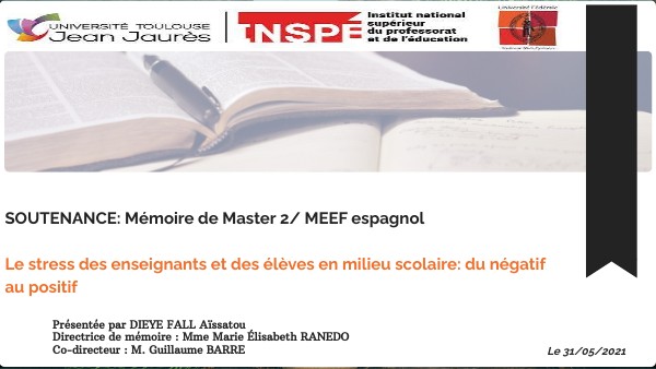 Présentation soutenance Mémoire Master 2 MEEF Aïssatou