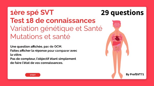 1ère spé SVT. Test 18. Santé. Mutations by Sandra Rivière on Genially