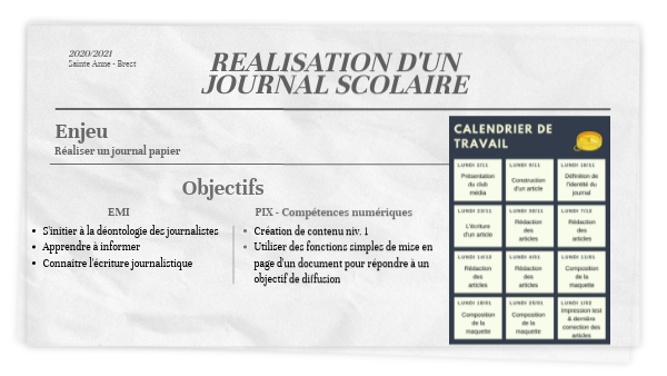 Réalisation d'un journal scolaire
