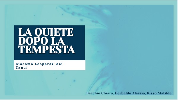 La Quiete Dopo La Tempesta Pdf La quiete e la tempesta