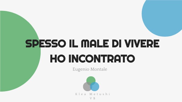 Spesso il mal di vivere ho incontrato