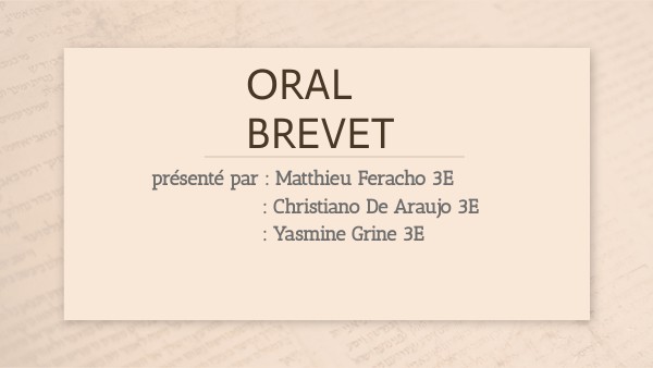 Oral brevet 2nd Guerre mondiale