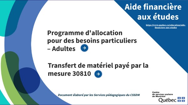 Aide mémoire - Aide financière aux études