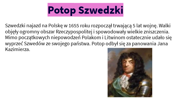Historia Opisz Potop Klasa 4