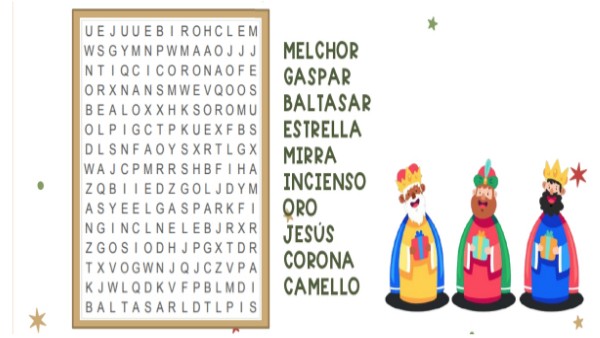 Sopa De Letras De Los Reyes Magos view.genial.ly