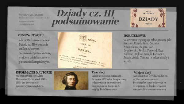 Dziady Cz Iii Streszczenie Szczegółowe Dziady cz. III
