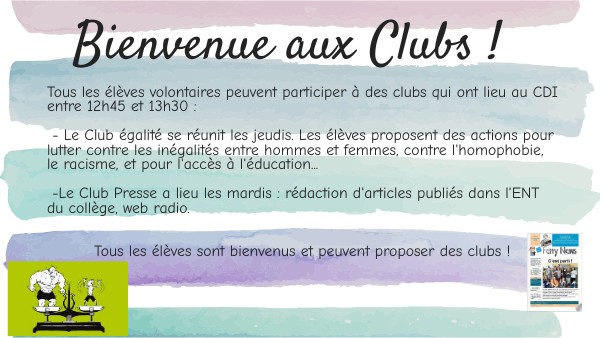 Bienvenue aux clubs