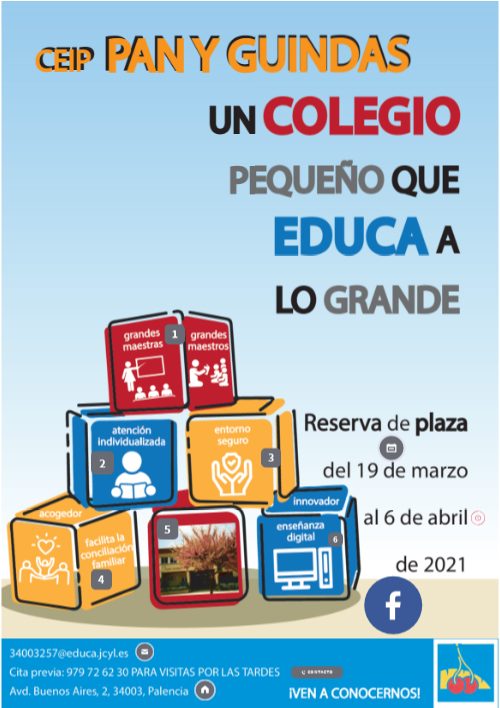 Infografía de Reserva de Plaza del Ceip Pan y Guindas 20212022