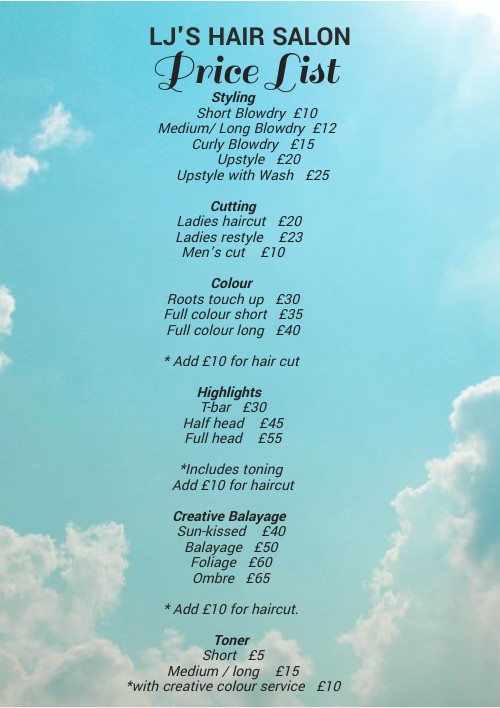 Lj's Price List