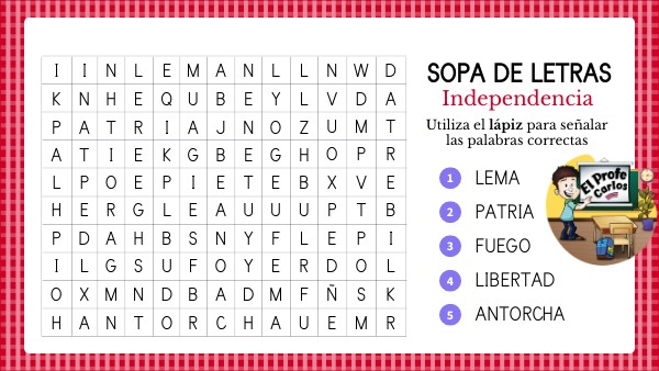 Sopa de Letras Independencia
