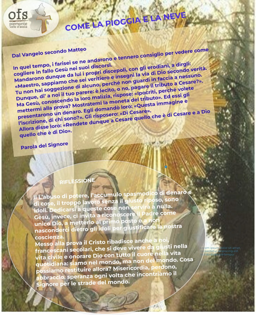 Come la pioggia e la neve XXIX Domenica