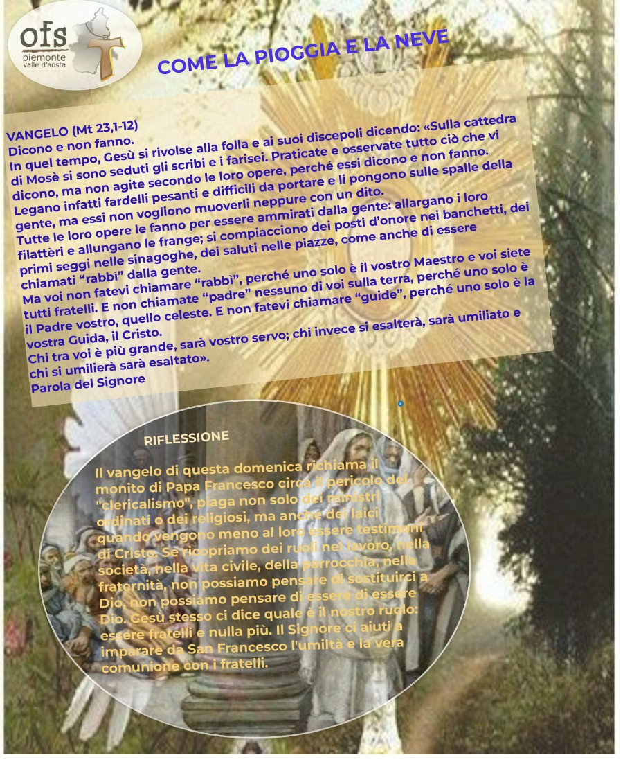 Come la pioggia e la neve XXXI Domenica