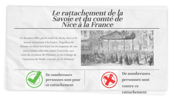 Le rattachement de la Savoie et du comté de Nice à la France