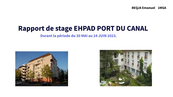 Page De Garde D'un Rapport De Stage Ehpad